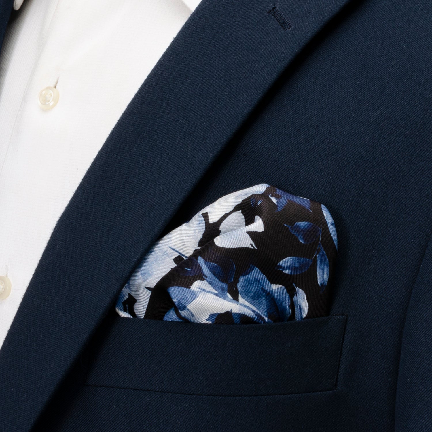 Painted Floral Black Pocket Square
 Image 5