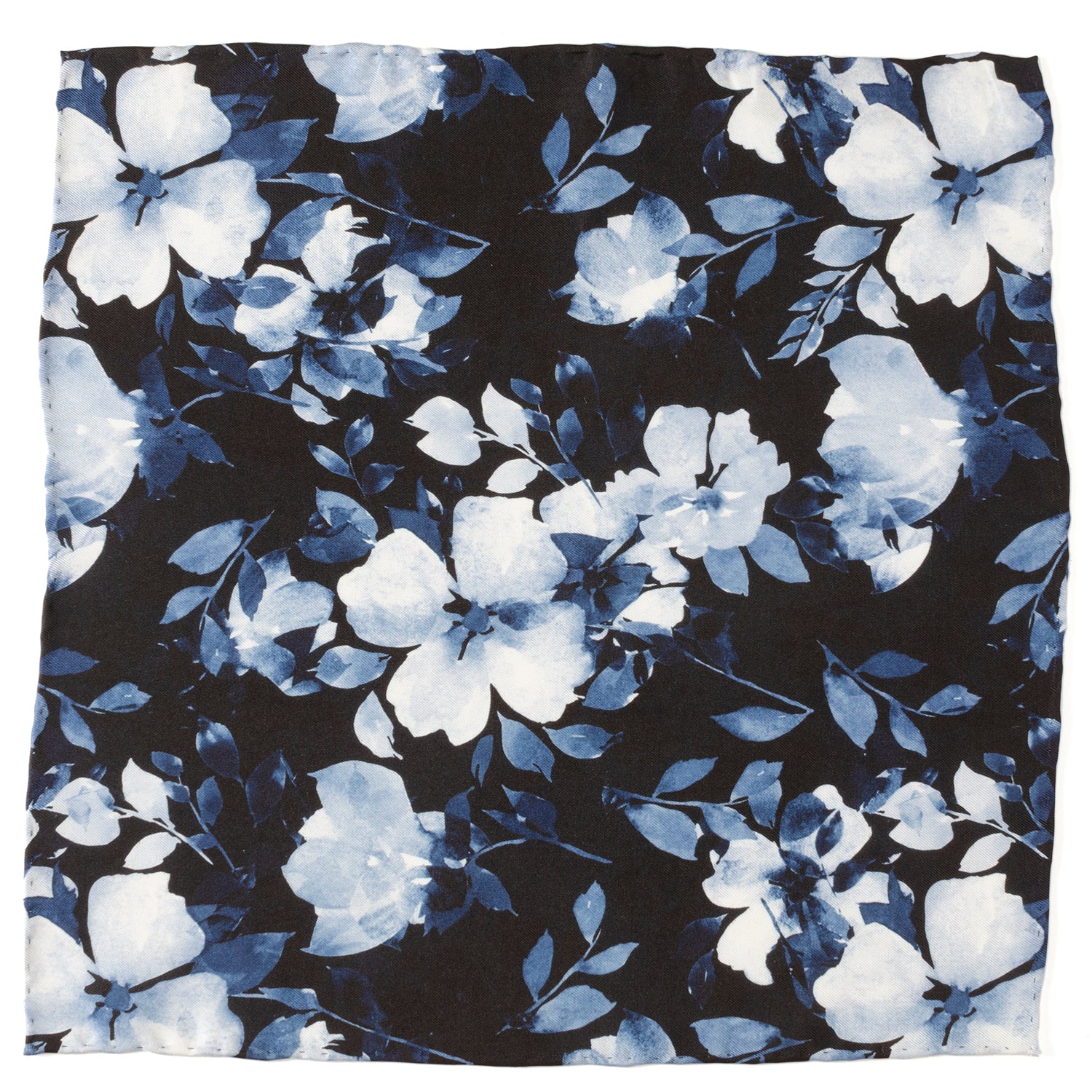 Painted Floral Black Pocket Square
 Image 1