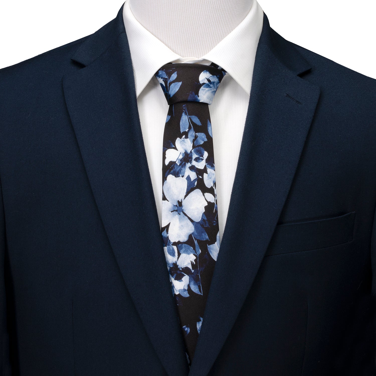 Painted Floral Black Silk Men's Tie Image 2