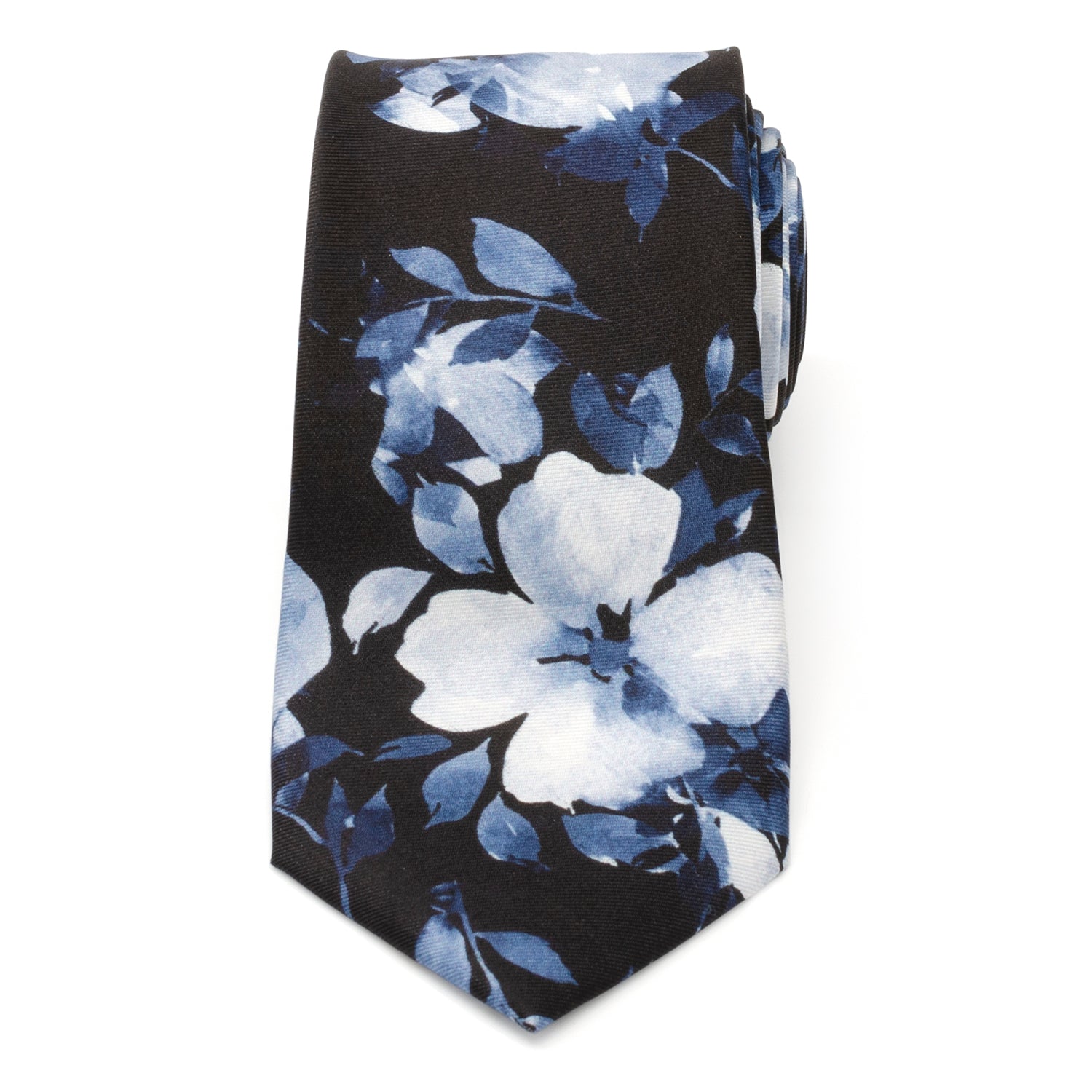 Painted Floral Black Silk Men's Tie Image 3