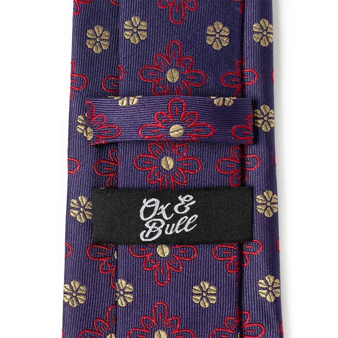 Deep Purple Floral Men's Tie Image 5