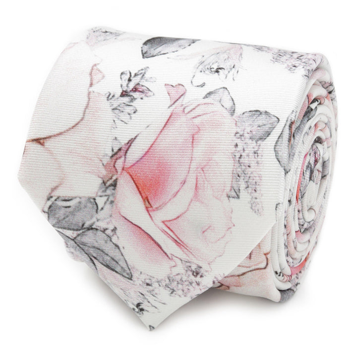Painted Floral Gray Necktie and Pocket Square Gift Set Image 3
