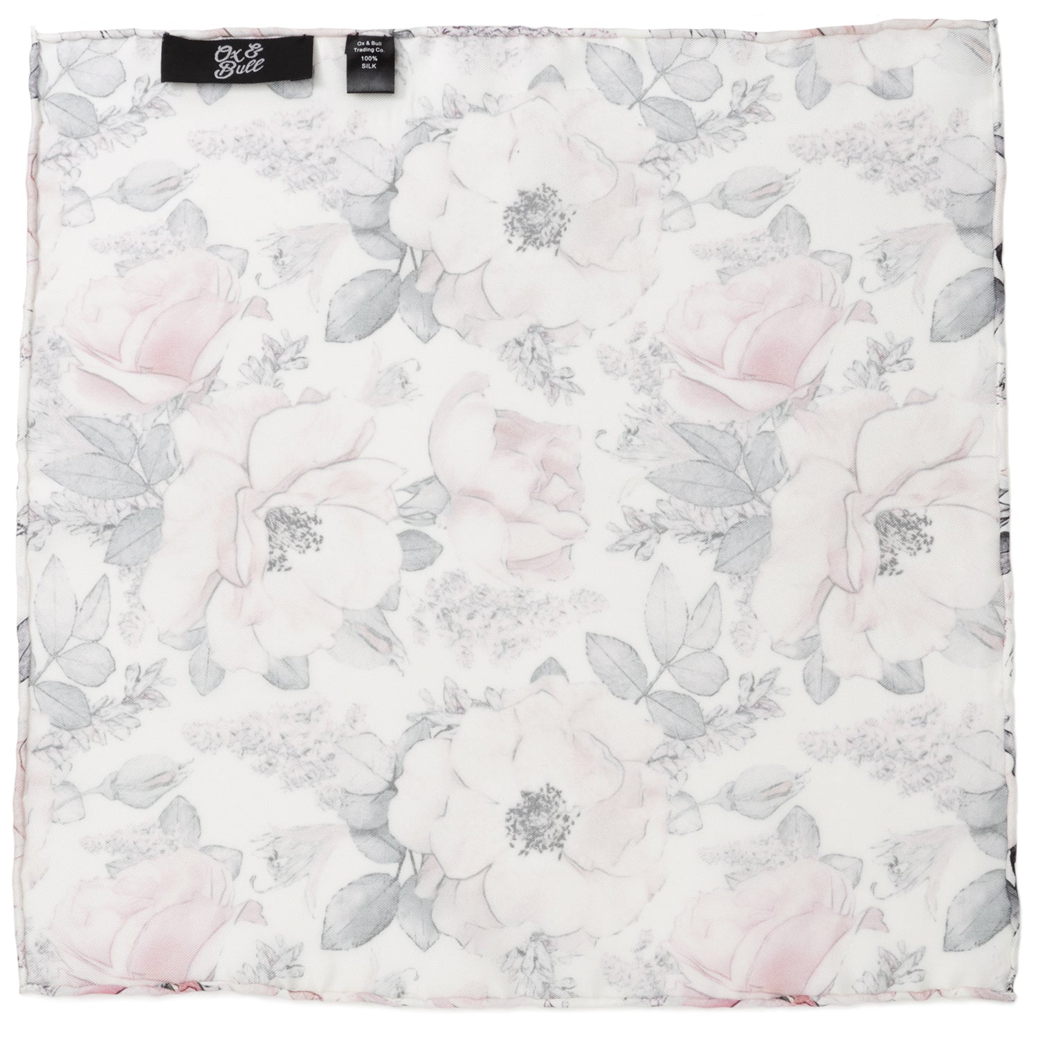 Painted Floral Gray Necktie and Pocket Square Gift Set Image 6