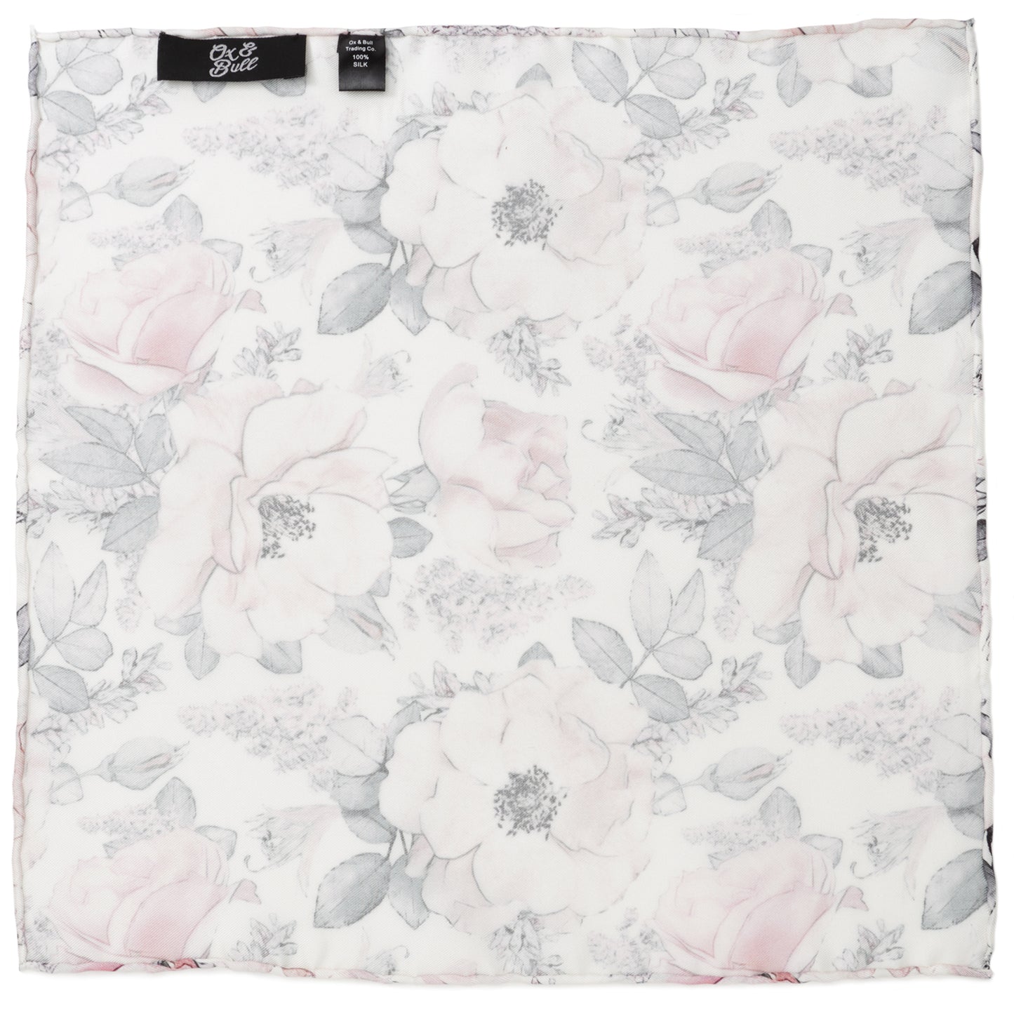 Painted Floral Gray Pocket Square
 Image 2