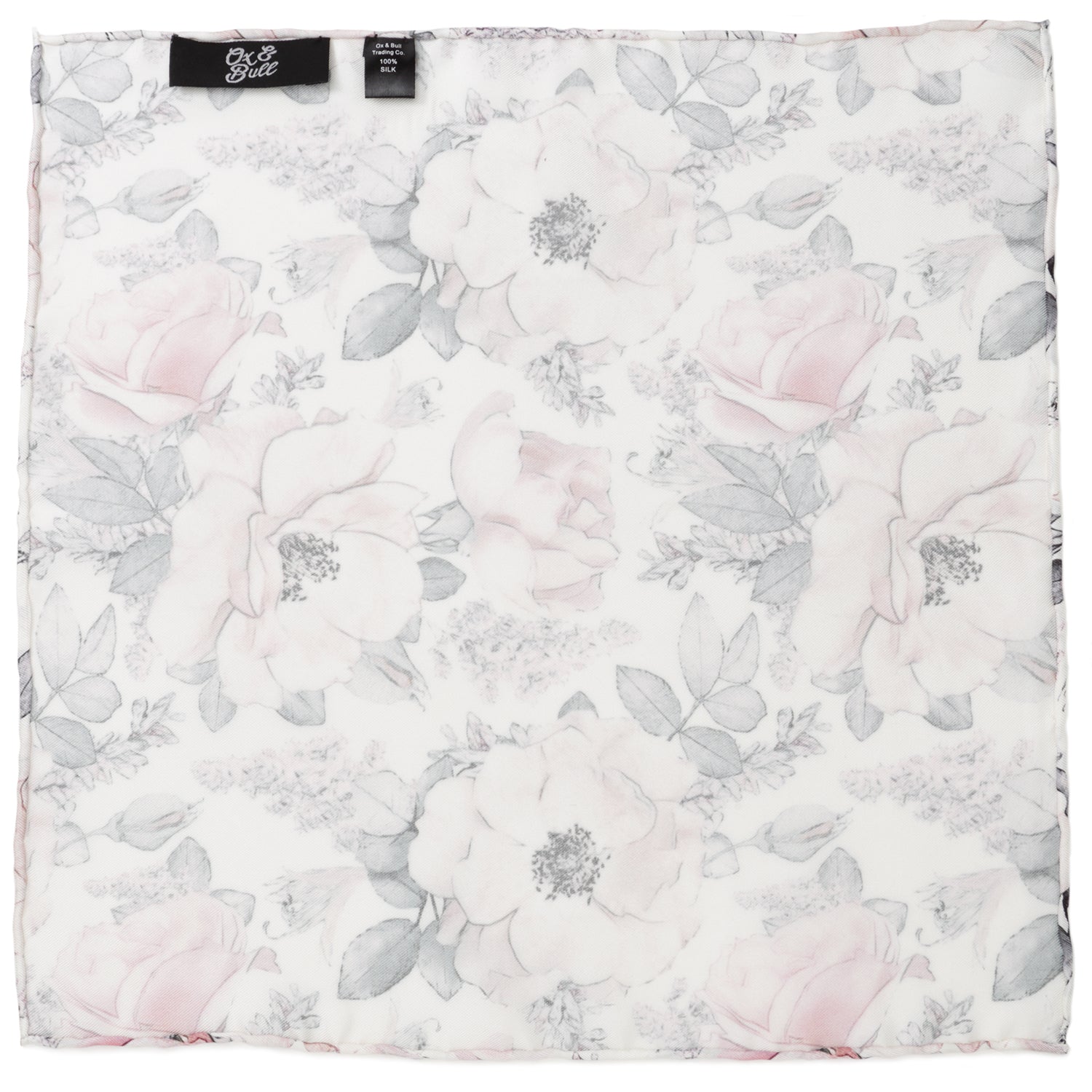 Painted Floral Gray Pocket Square
 Image 2