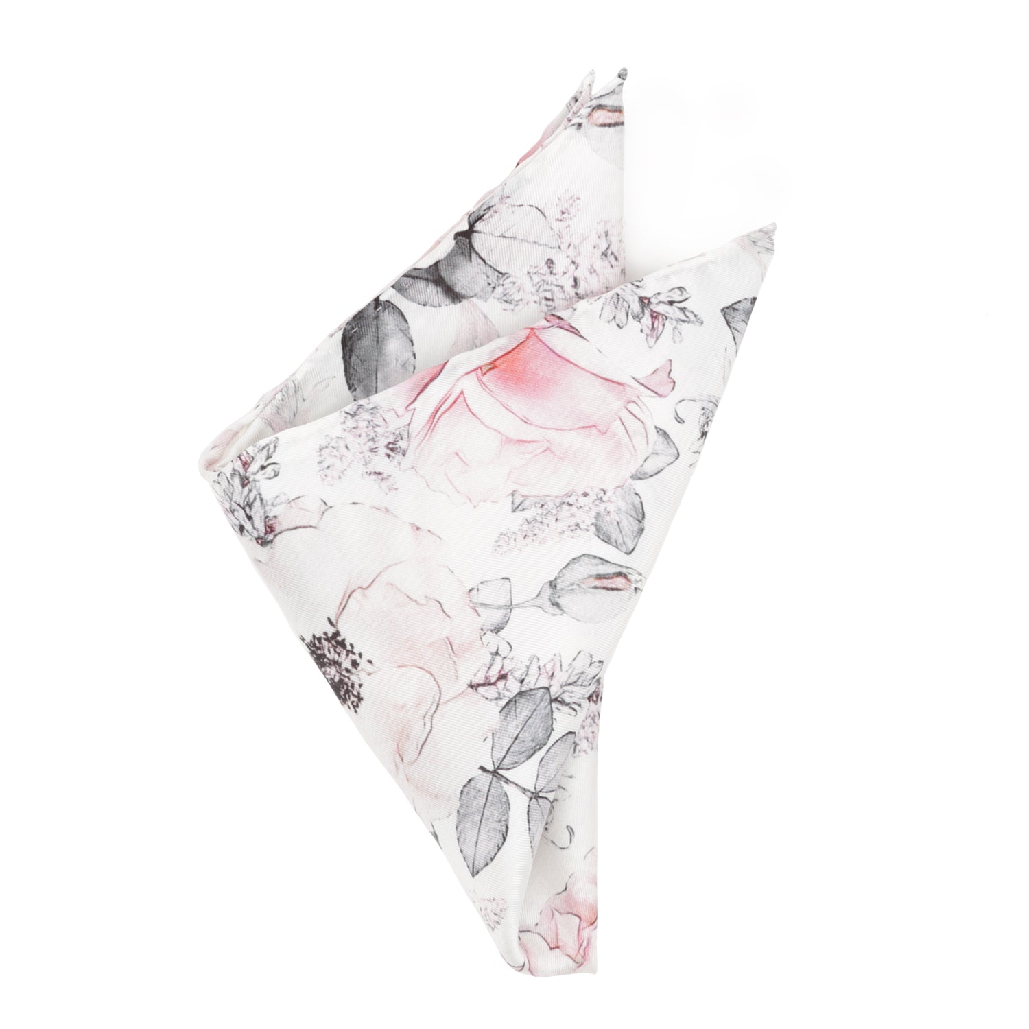 Painted Floral Gray Pocket Square
 Image 3