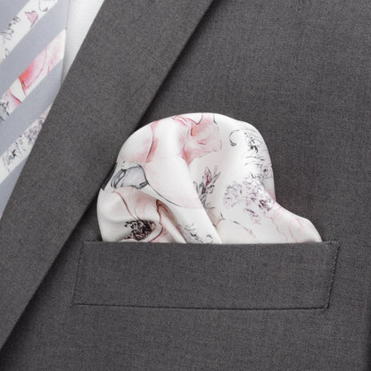 Painted Floral Gray Pocket Square
 Image 4