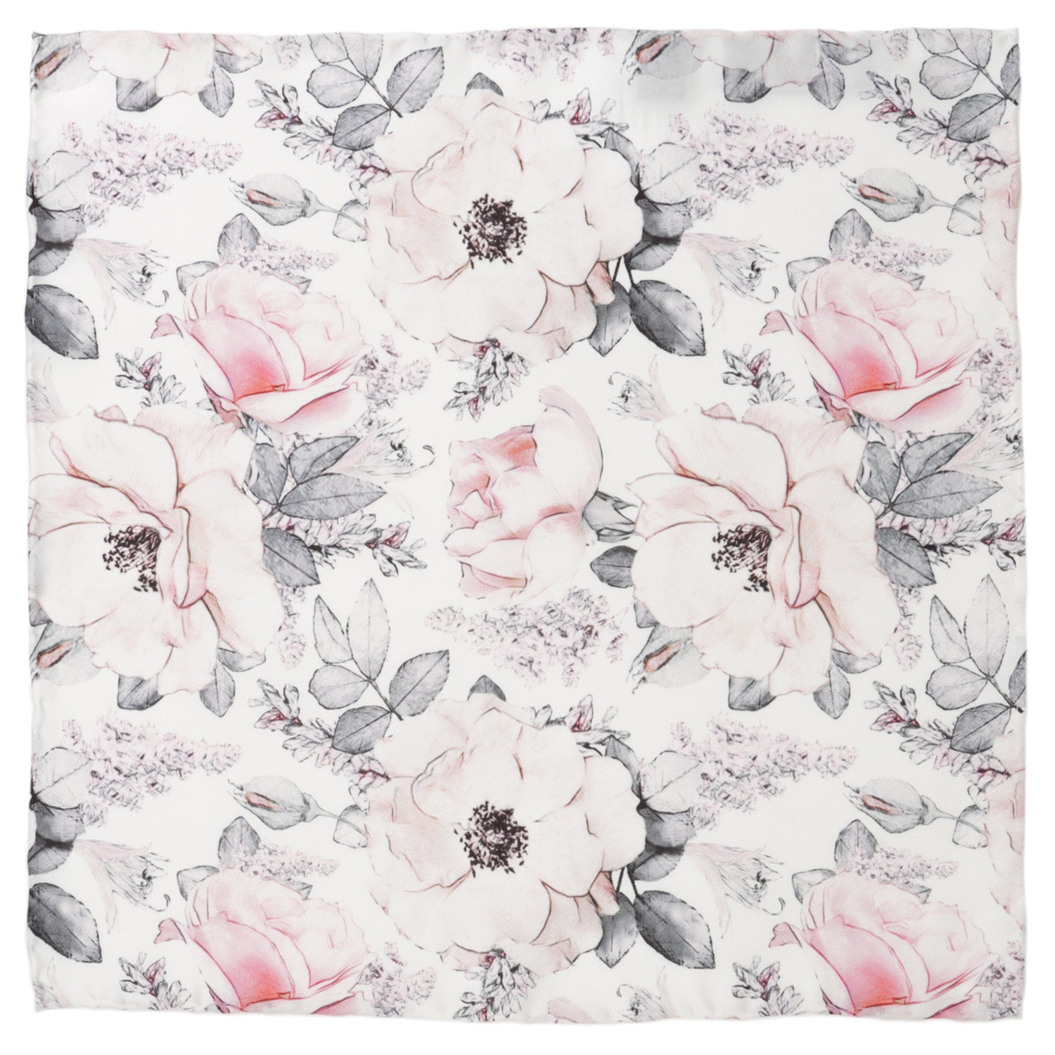 Painted Floral Gray Pocket Square
 Image 1
