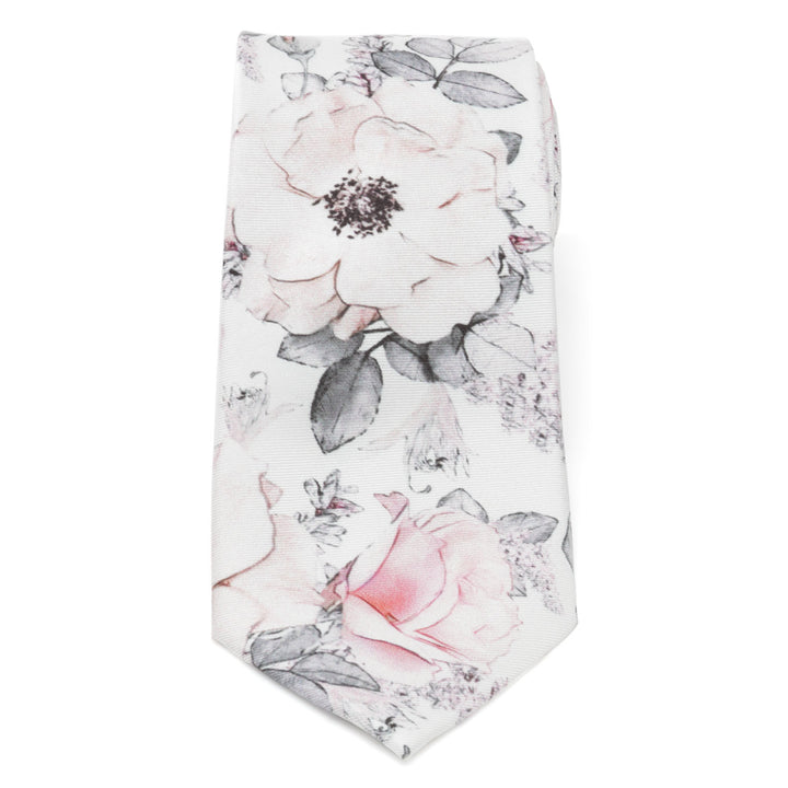 Painted Floral Gray Silk Men's Tie
 Image 3