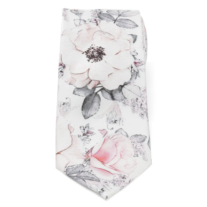Painted Floral Gray Silk Men's Tie
 Image 3