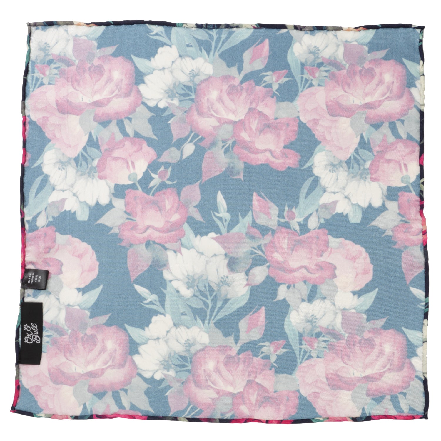 Painted Floral Navy Pocket Square
 Image 2
