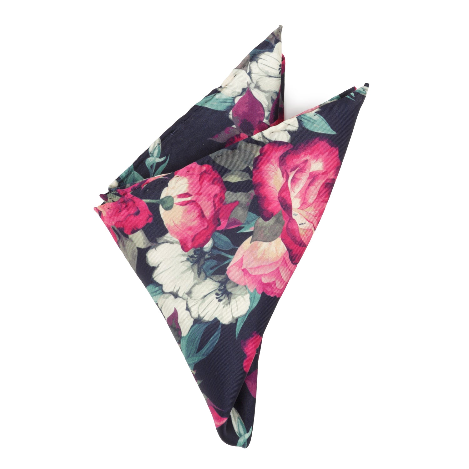 Painted Floral Navy Pocket Square
 Image 3