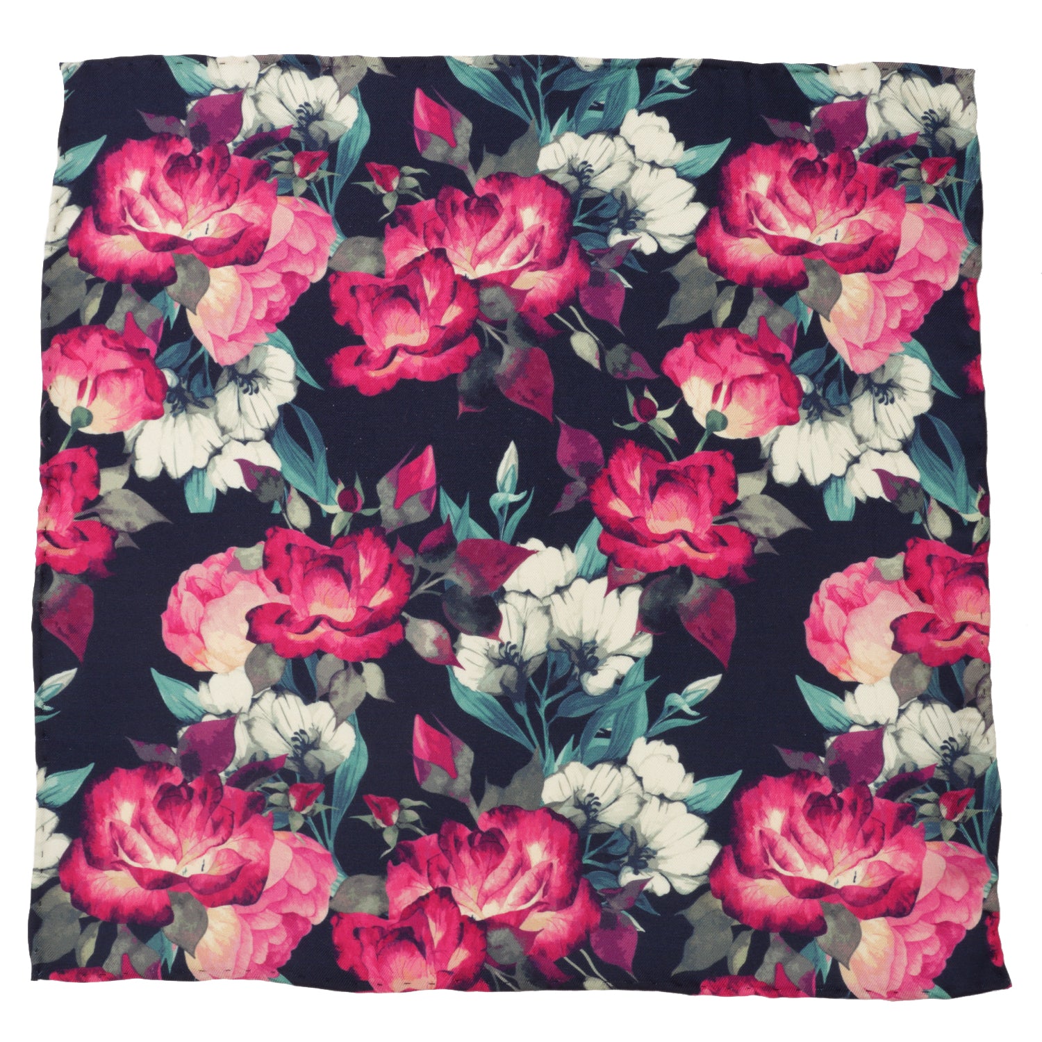 Painted Floral Navy Pocket Square
 Image 1