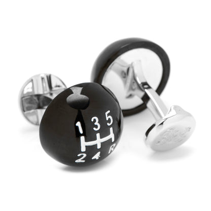 3D Black Gear Shifter Cufflinks Image 2