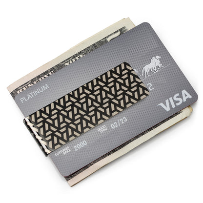 Geometric Stainless Steel Gunmetal Engraved Money Clip Image 8