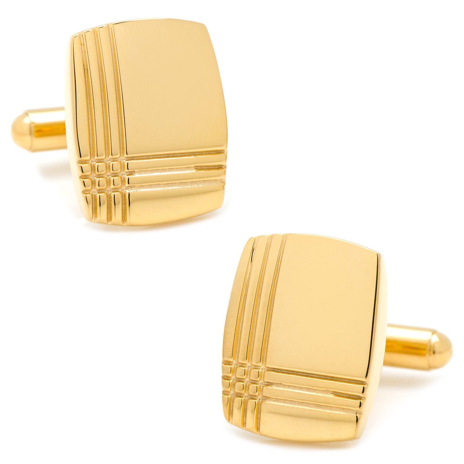 Sterling Silver Gold Tartan Plaid Cufflinks Image 1