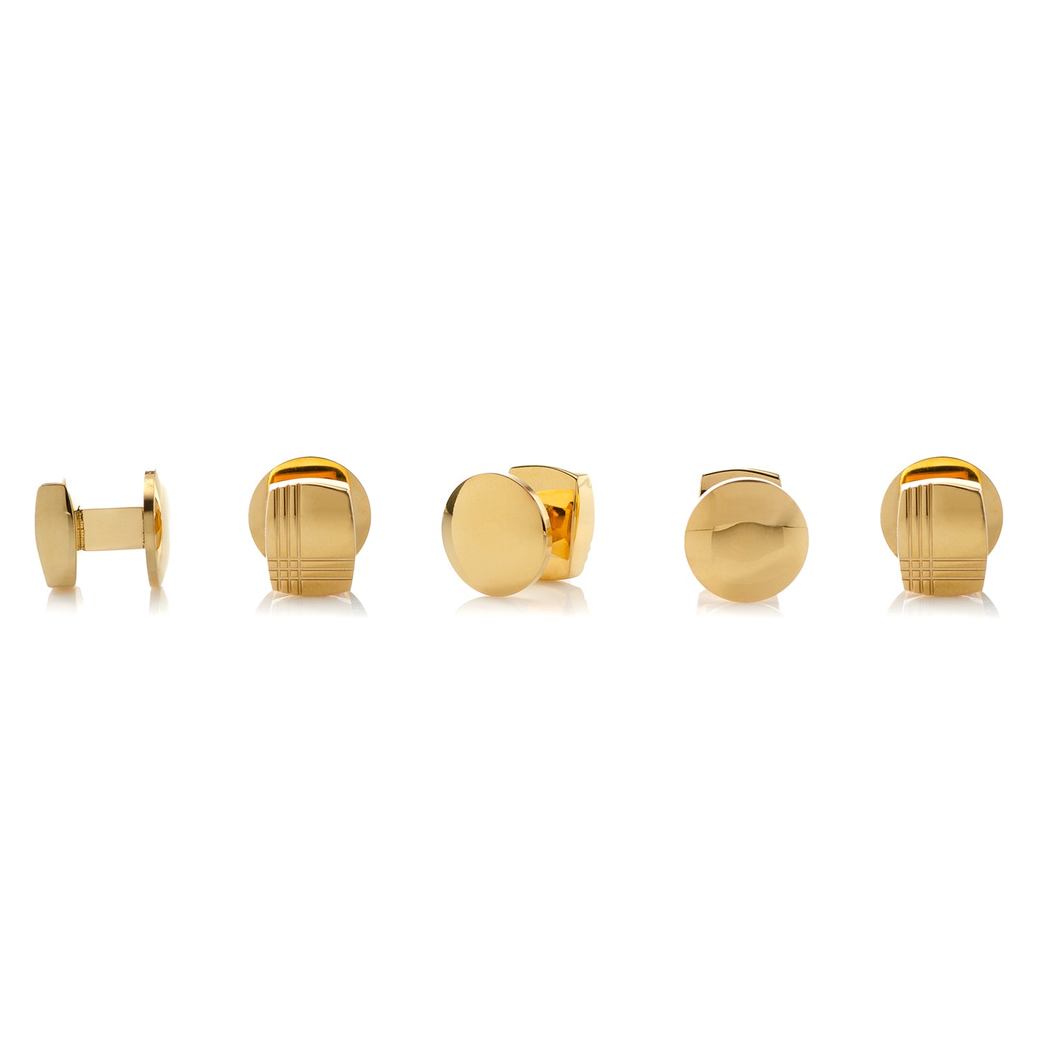 Stainless Steel Gold Tartan 5-Stud Set Image 3