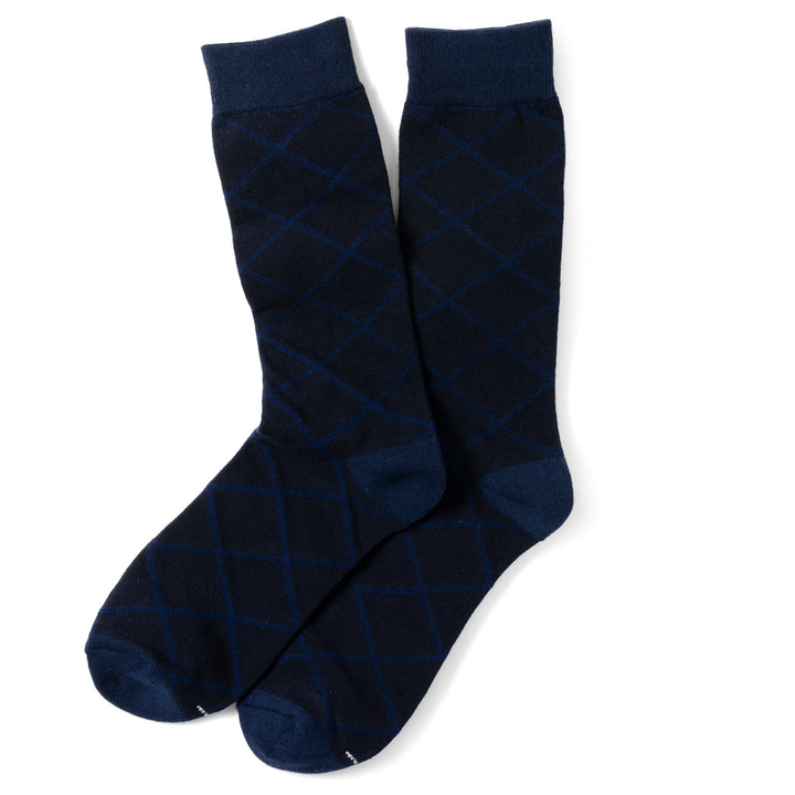 Grid Navy Men's Socks Image 2