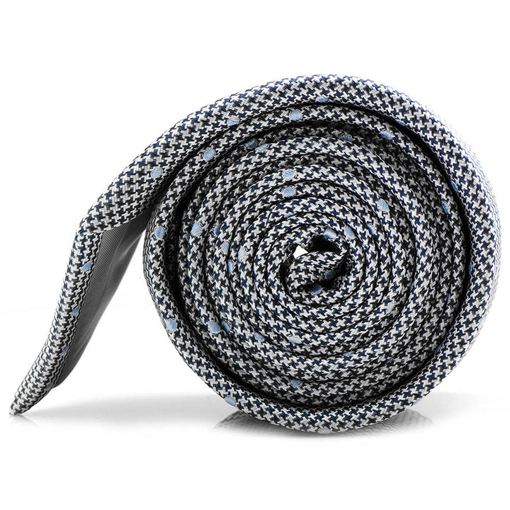 Dotted Herringbone Gray Silk Tie Image 2