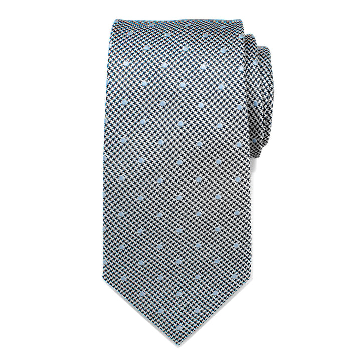 Dotted Herringbone Gray Silk Tie Image 3