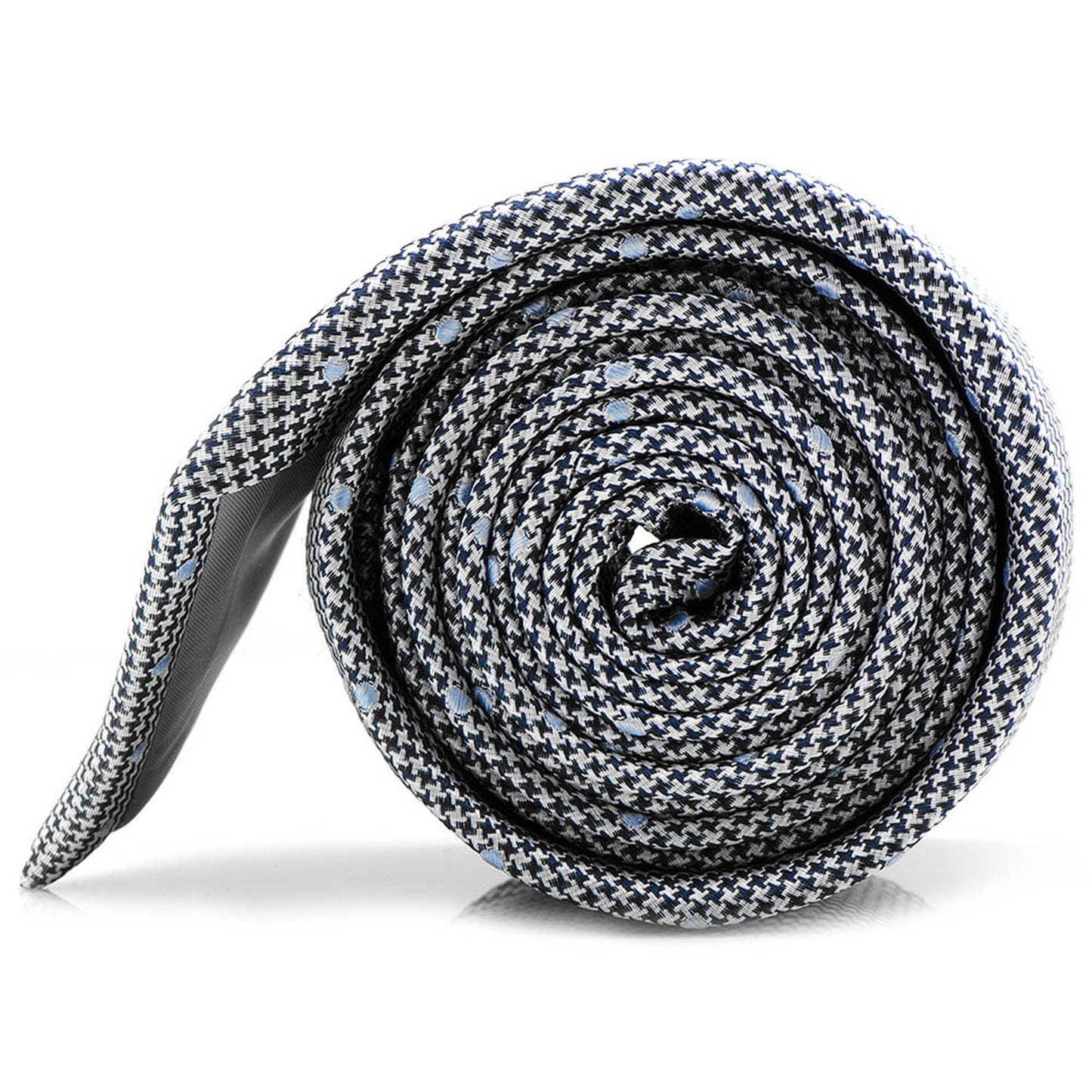 Dotted Herringbone Gray Silk Tie Image 6