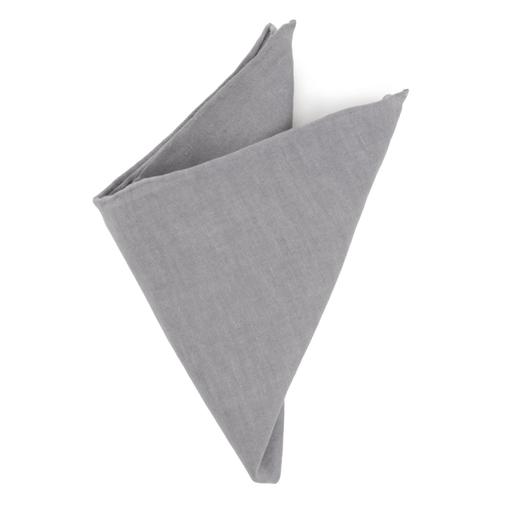 Gray Linen Pocket Square Image 3