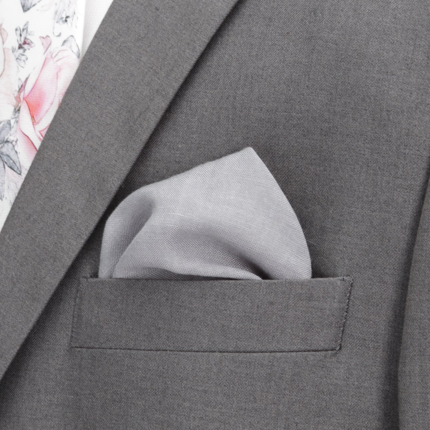 Gray Linen Pocket Square Image 4