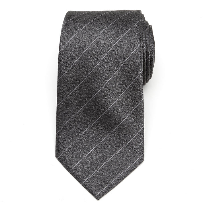 Woven Gray Stripe Men's Tie Image 3
