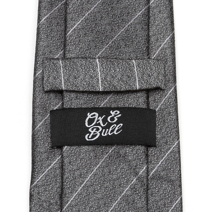 Woven Gray Stripe Men's Tie Image 4