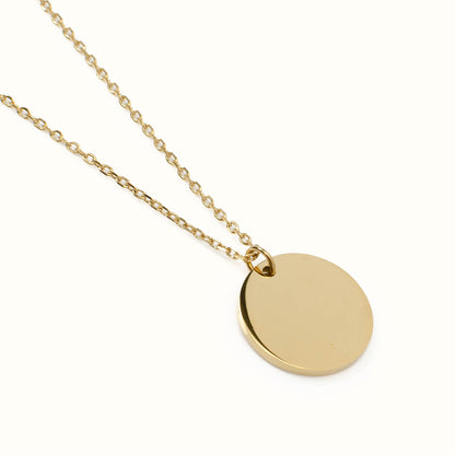  Stainless Steel Gold Engravable Round Pendant Women's Necklace Image 3