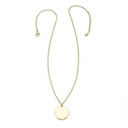  Stainless Steel Gold Engravable Round Pendant Women's Necklace Image 4