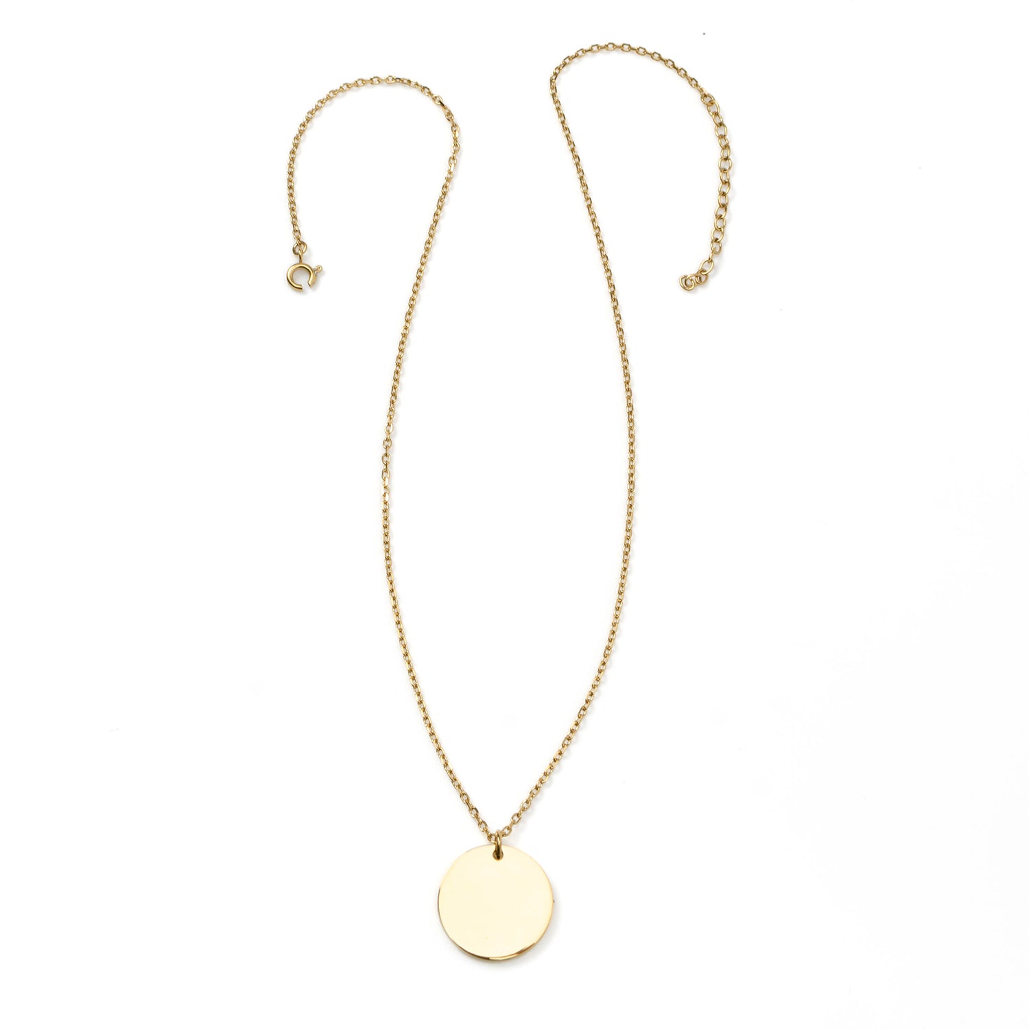  Stainless Steel Gold Engravable Round Pendant Women's Necklace Image 4