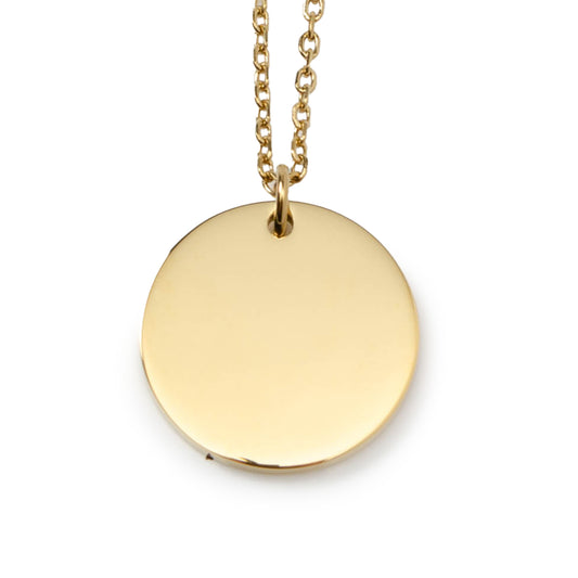  Stainless Steel Gold Engravable Round Pendant Women's Necklace Image 1