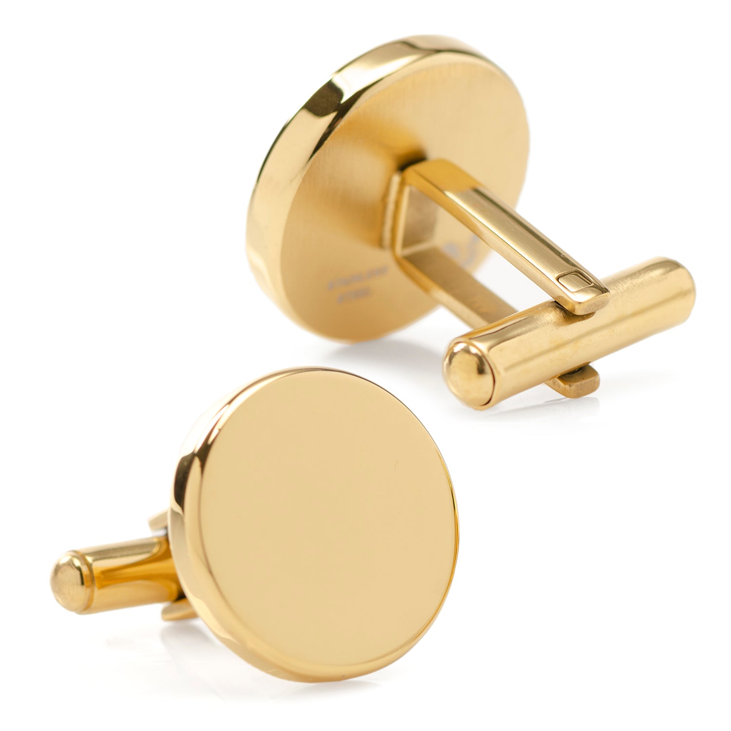 Stainless Steel Gold Engravable Bar Necklace and Cufflinks Gift Set Image 6