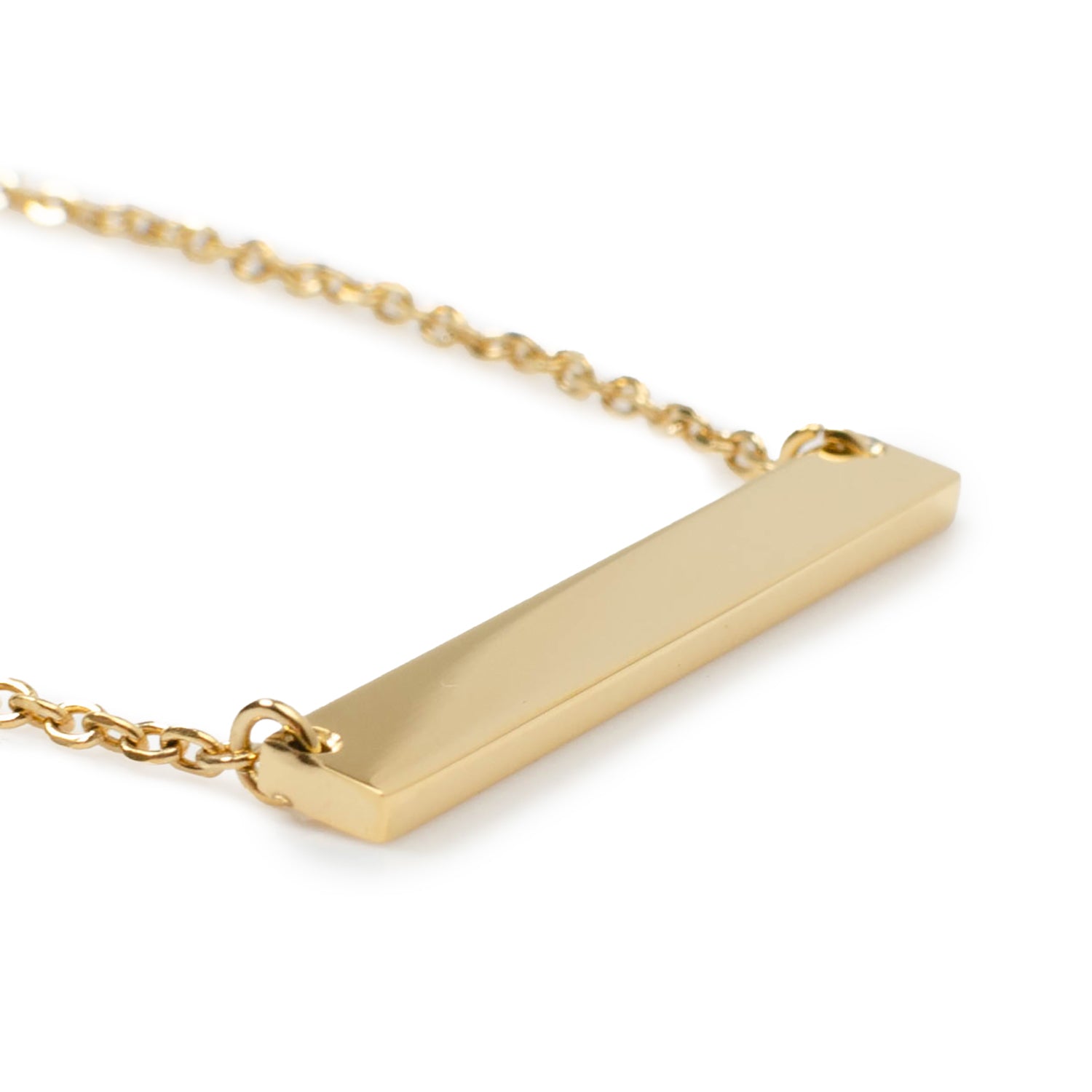 Stainless Steel Gold Engravable Bar Pendant Women's Necklace Image 3
