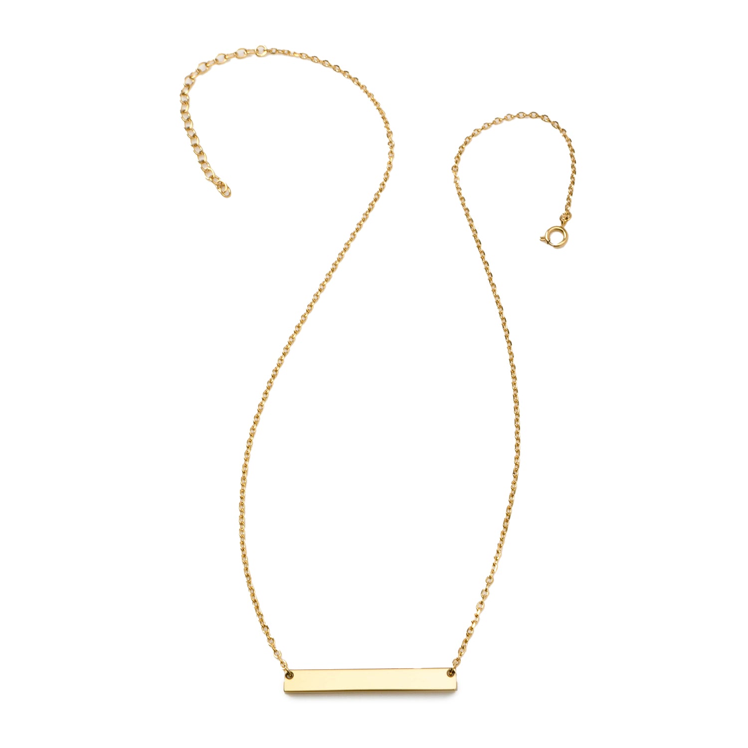 Stainless Steel Gold Engravable Bar Pendant Women's Necklace Image 4