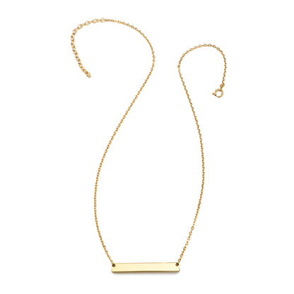 Stainless Steel Gold Engravable Bar Pendant Women's Necklace Image 4