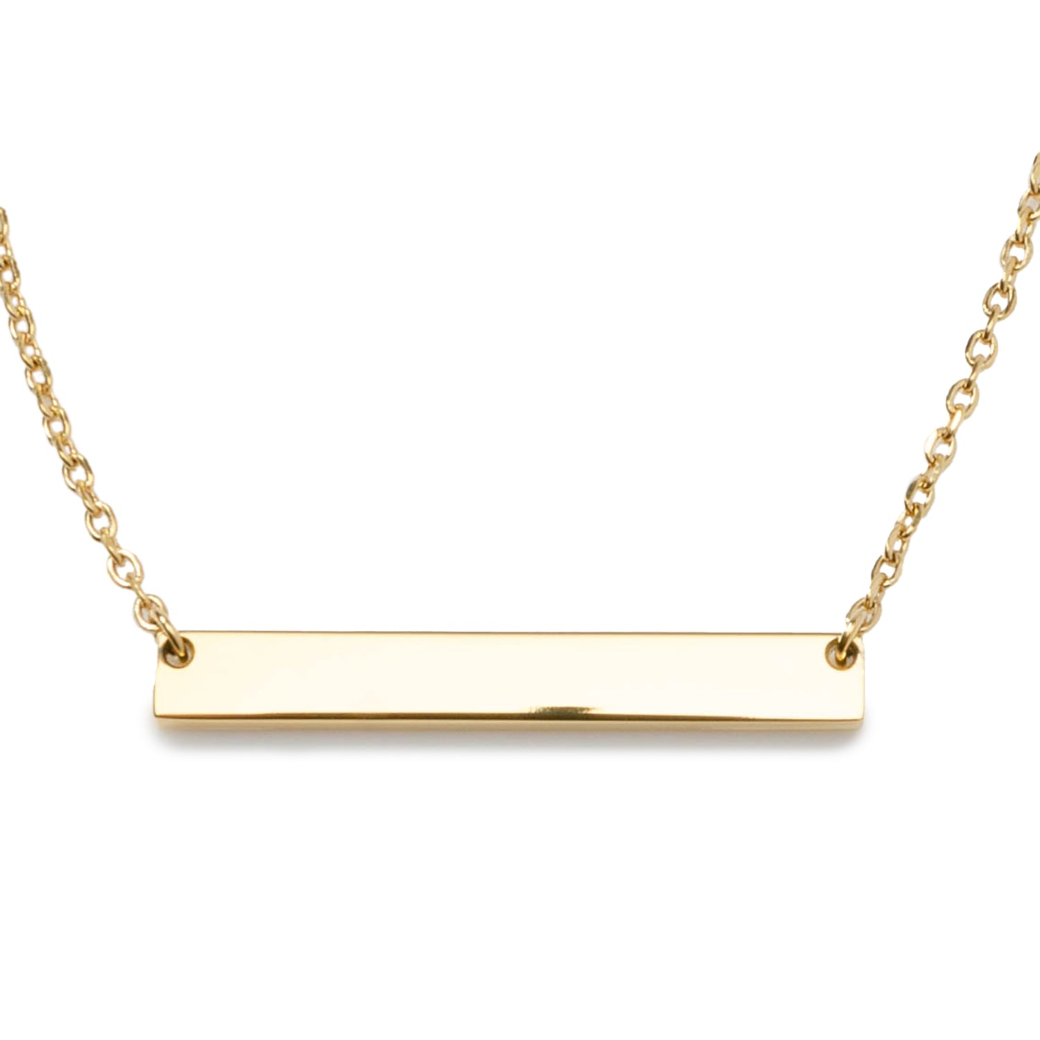Stainless Steel Gold Engravable Bar Pendant Women's Necklace Image 1