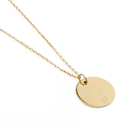 Stainless Steel Gold Engravable Round Rope Edge Pendant Women's Box Chain Necklace Image 3