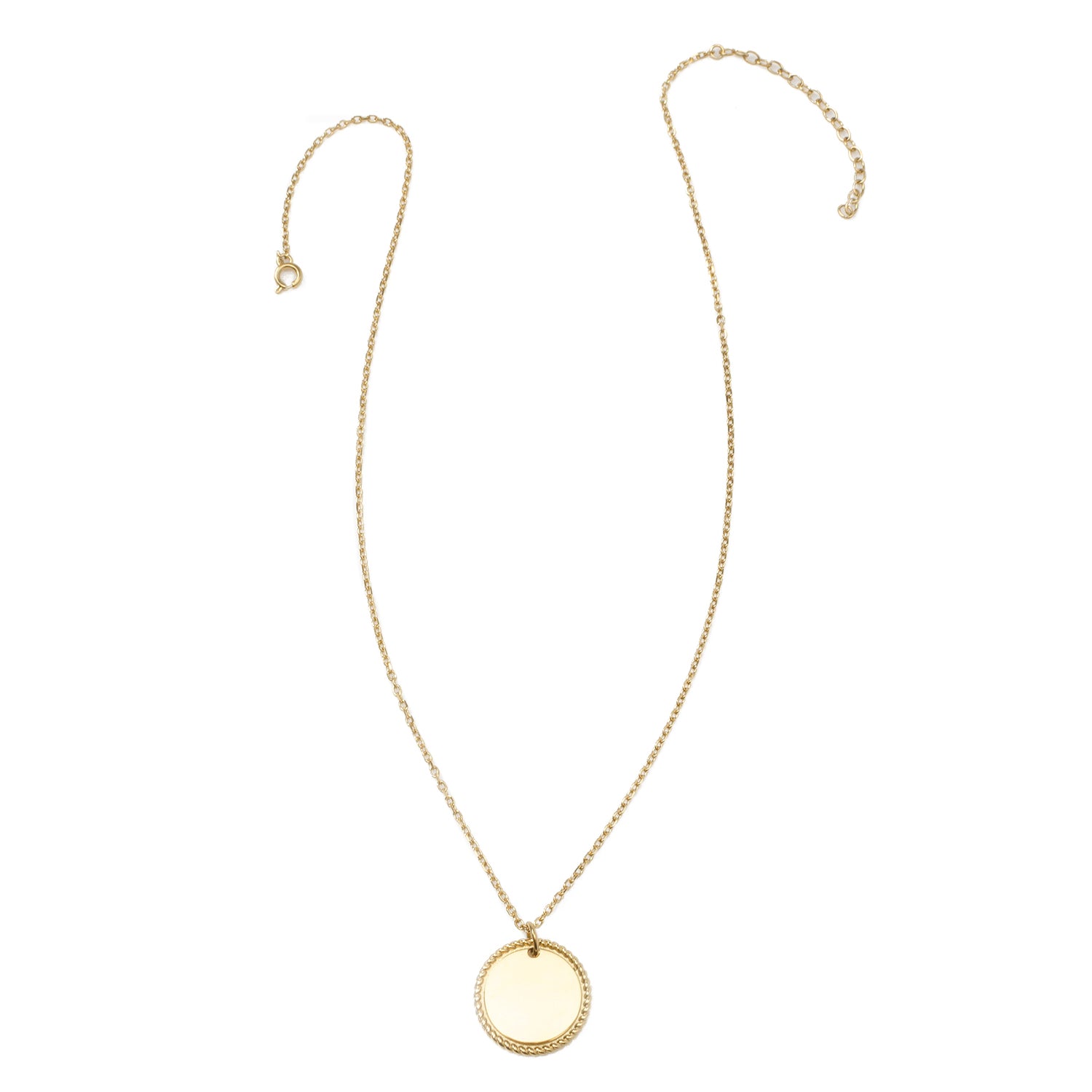 Stainless Steel Gold Engravable Round Rope Edge Pendant Women's Box Chain Necklace Image 4