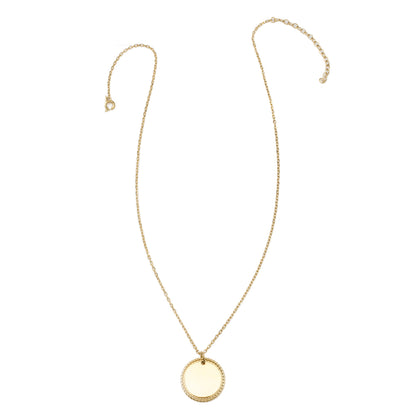 Stainless Steel Gold Engravable Round Rope Edge Pendant Women's Box Chain Necklace Image 4