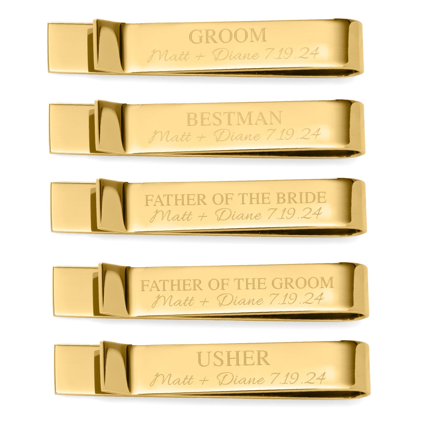 Wedding Party Gold Engravable Tie Bar Image 11