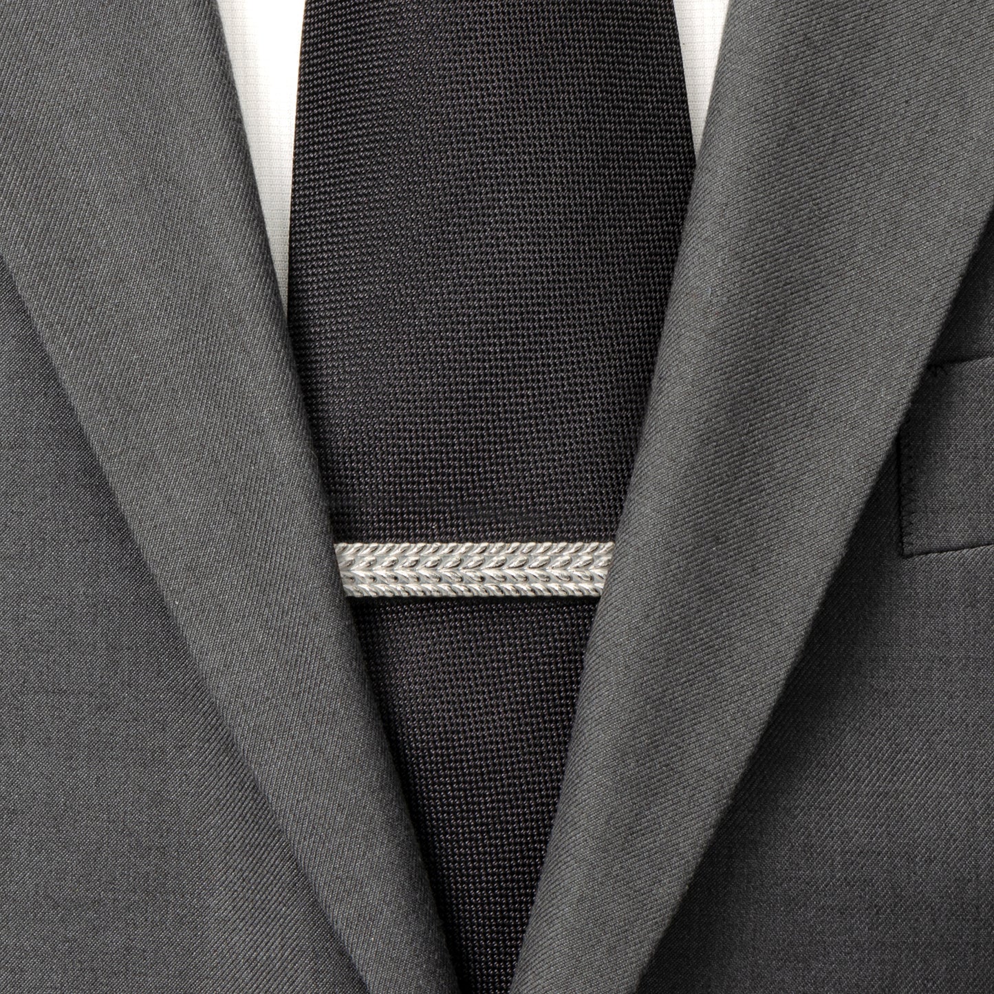 Antique Silver Herringbone Tie Clip Image 2