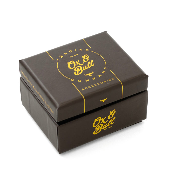 Black and Gold Striped Square Cufflinks Packaging Image