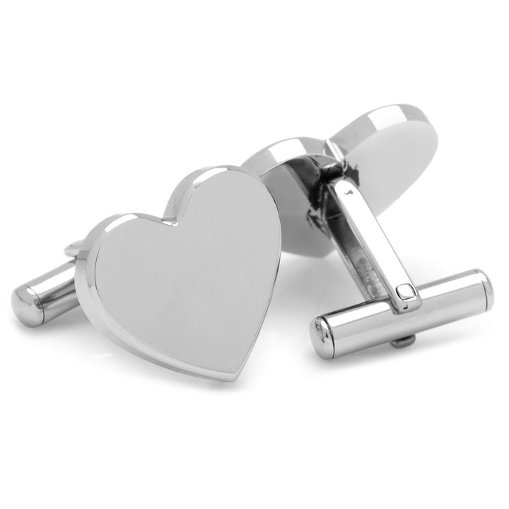 Stainless Steel Heart Engravable Cufflinks Image 3
