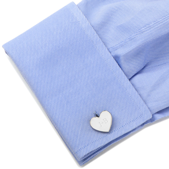 Stainless Steel Heart Engravable Cufflinks Image 4