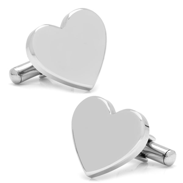 Stainless Steel Heart Engravable Cufflinks Image 1