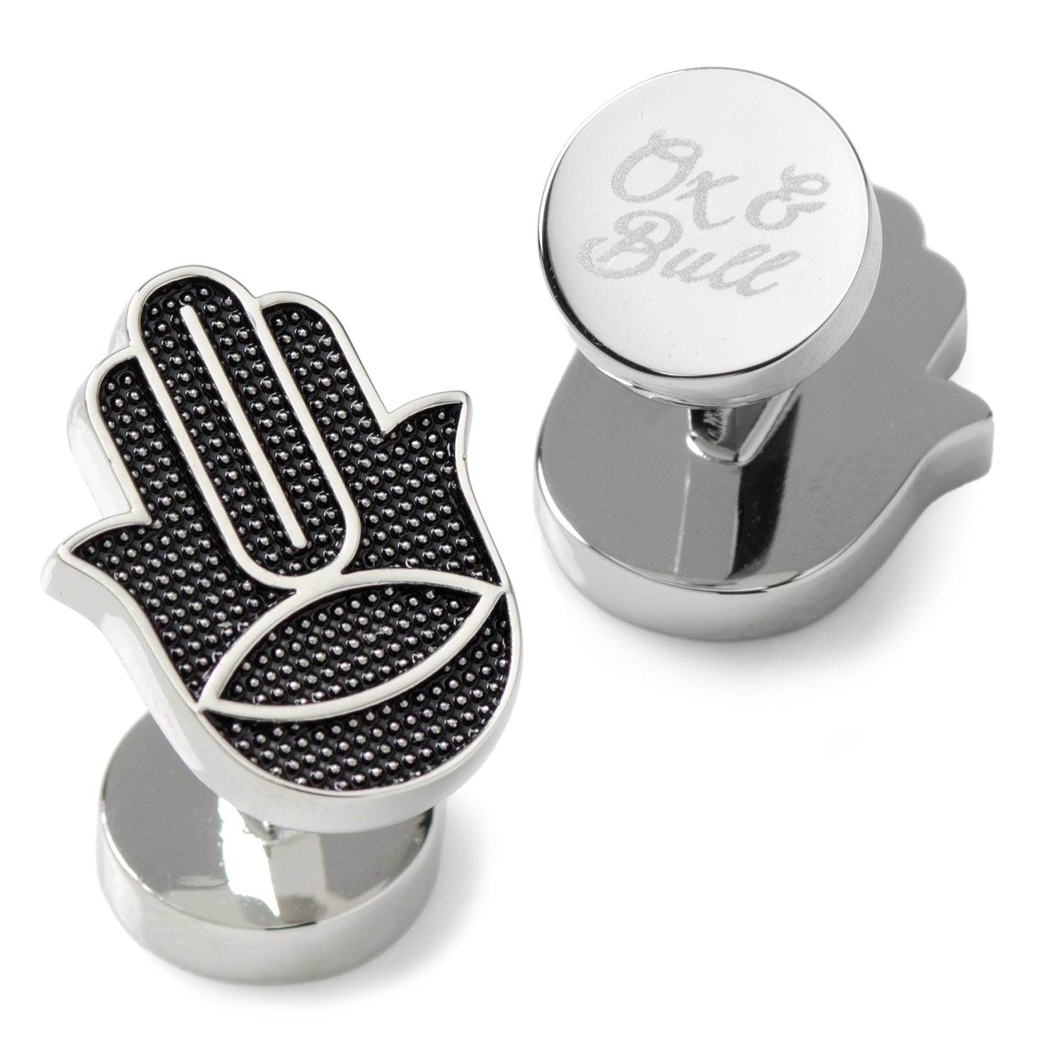 Hamsa Textured Silver Cufflinks Image 3