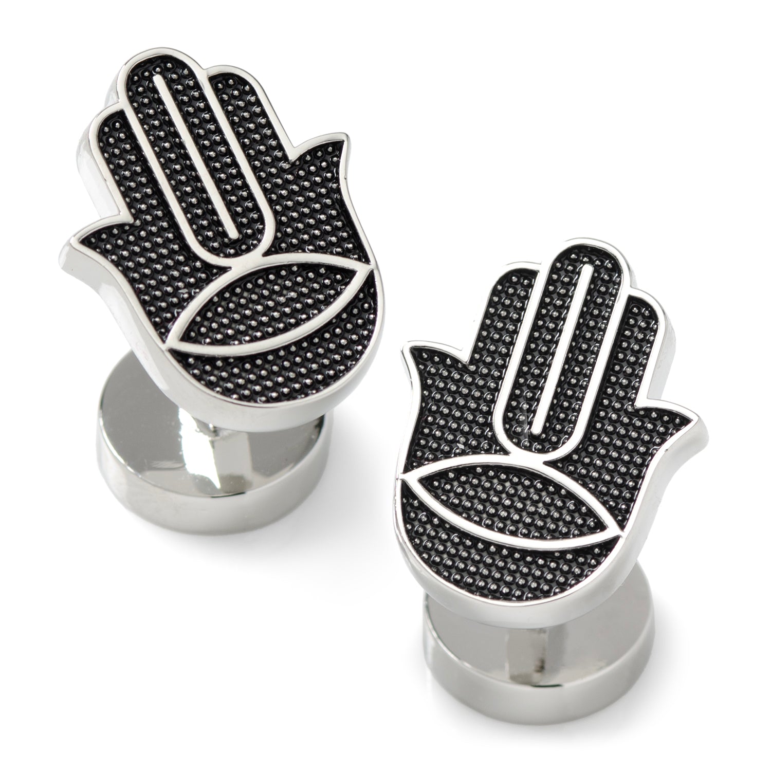 Hamsa Textured Silver Cufflinks Image 1