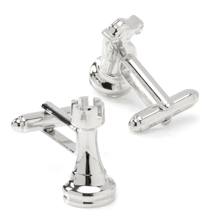 Knight and Rook Chess Piece Cufflinks Image 2